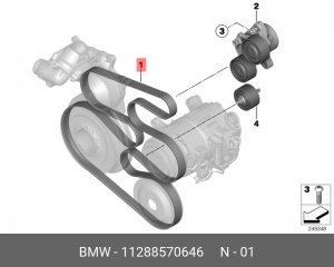 ремень приводной.! поликлиновой\ BMW F10/F07/F15/F16 11 28 8 570 646 BMW