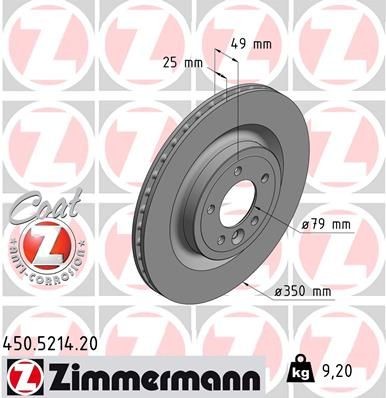 диск тормозной !задн. 350x25/49-5x120 \ Land Rover Range Rover Sport 2.7-5.0i/D  450521420 ZIMMERMANN