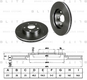 Диск тормозной передний вентилируемый TOYOTA Auris/Corolla 13- BS0346 BS0346 BLITZ