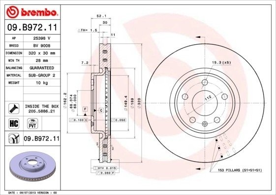 Диск тормозной 09.B972.11 09.B972.11 BREMBO