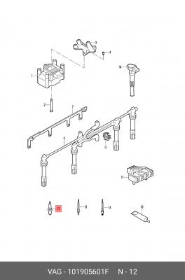 СВЕЧА ЗАЖИГАНИЯ / ZUENDKERZE 101905601F 101 905 601 F VAG