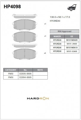 Колодки тормозные HYUNDAI Creta (17-),i30 KIA Ceed (07-) передние (4шт.) (с отве HP4098 SANGSIN