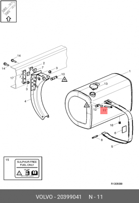 болт! хомута бака топливного M16x134 Volvo, RVI 20399041 VOLVO