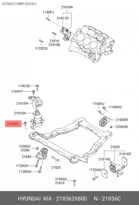 Болт M10 /дилерский оригинал, ввезен до 2022г/ 2183626800 HYUNDAI KIA