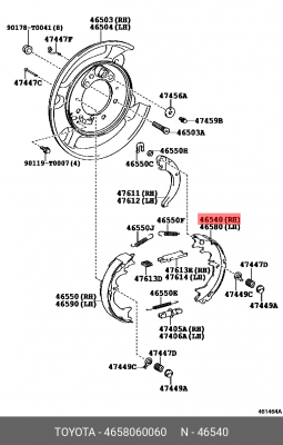 колодки тормозные барабанные!\ Toyota Land Cruiser all 00> 46580-60060 TOYOTA