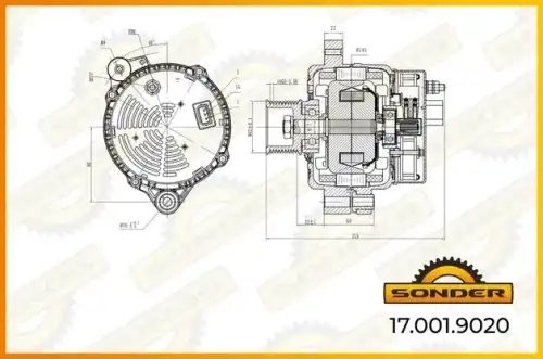 Генератор Premium 24V, 100A со шкивом о.н DAF 1516506 / MAHLE -MG 822 — 2 года б 170019020 SONDER