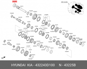 Подшипник КПП HYUNDAI Elantra (14-),i30 (12-),ix35 (14-) вторичного вала OE 432243D100 HYUNDAI KIA