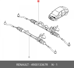 рейка рулевая! с тягами\ Renault Logan 1.6/1.5 dCi 07> 490013367R RENAULT