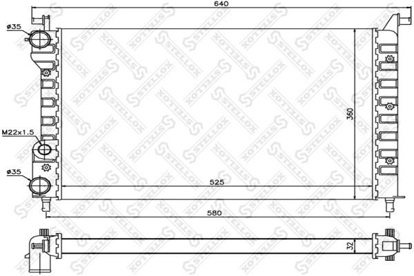 радиатор системы охлаждения!\ Fiat Palio 1.0-1.6i 97> 10-25735-SX STELLOX
