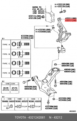 кулак поворотный! левый\ Toyota Rav4 Aca3/Gsa3 05-13 43212-42081 TOYOTA