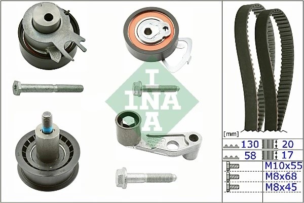 VW GOLF IV/BORA (1997-2005)/ POLO 4 РОЛИКА +2 РЕМНЯ 530 0360 10 INA