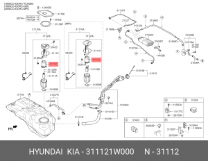 фильтр топливный!\ Hyundai Tucson 2.4 15>, KIA Sportage 2.4 16> 311121W000 HYUNDAI