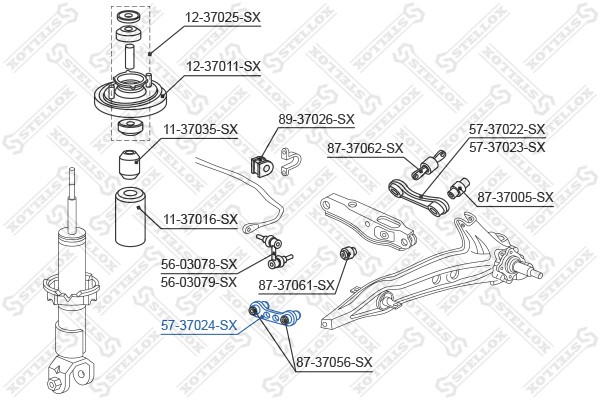 рычаг задней подвески передний!\ Honda CR-V 97>/Civic all 95-01 57-37024-SX STELLOX