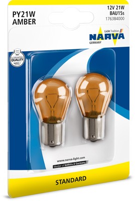 Лампа 12V PY21W BAU15s желтая блистер (2шт.) NARVA 17638 4000 NARVA