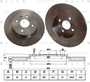 Диск тормозной задний OPEL Astra/Meriva/Combo 01- BS0207 BS0207 BLITZ