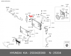 Кронштейн радиатора 253342E000 HYUNDAI KIA