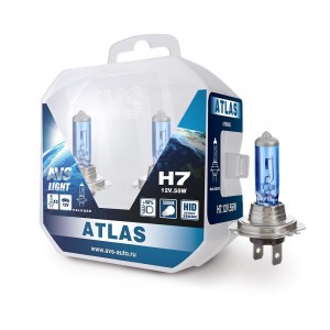 к-т ламп! галогенных ATLAS 5000К/PB H7 12V 55W, 2шт.\ A78909S AVS
