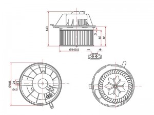 Мотор отопителя салона AUDI A3 03-SKODA OCTAVIA 04-VW TIGUAN 07- ST-1K1819015 ST1K1819015 SAT