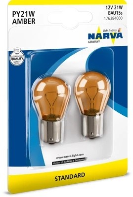 Лампа 12V PY21W BAU15s желтая блистер (2шт.) NARVA 17638 4000 NARVA