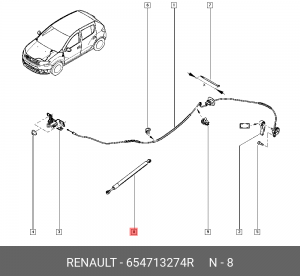 амортизатор капота!\ Renault Logan/Sandero 12> 654713274R RENAULT