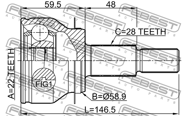 ШРУС внешний MAZDA 3 BM 2013-2015 0510-BMAT 0510-BMAT FEBEST
