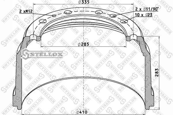 барабан тормозной ! 410x213/285 H283 n10x23+2x12\Iveco 85-00111-SX STELLOX