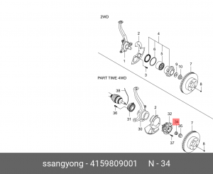 Гайка SSANGYONG G4 Rexton (20-)(G20D) ступицы пердней OE 4159809001 SSANG YONG
