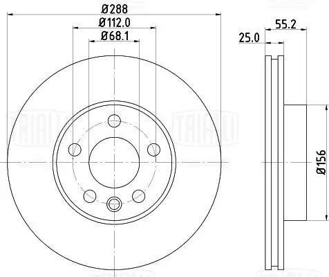 Диск торм. Ford Galaxy (95-)/VW Sharan (95-) перед. d=288 (DF 270316)  2шт DF270316 TRIALLI