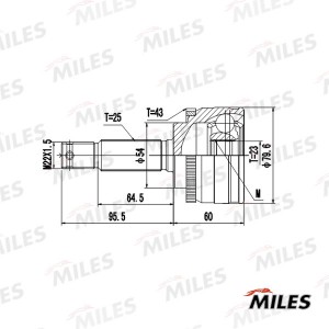 ШРУС наружный MITSUBISHI CARISMA/LANCER 1.62.0 9206 (с ABS) (GKN 303523) GA20578 GA20578 MILES