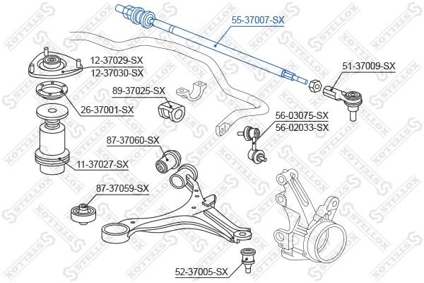 тяга рулевая!\ Honda Civic 01> 55-37007-SX STELLOX