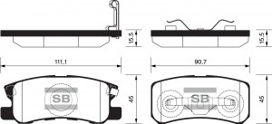 Колодки тормозные MITSUBISHI Pajero 3 задние (4шт.) SANGSIN SP2076 SANGSIN