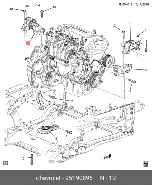Опора двигателя CHEVROLET Aveo левая OE 95190896 GENERAL MOTORS