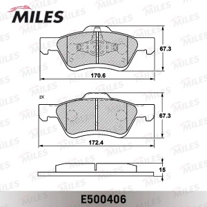 Колодки тормозные передние (Смесь CERAMIC серия PRO) FORD MAVERICK/MAZDA TRIBUTE E500406 MILES