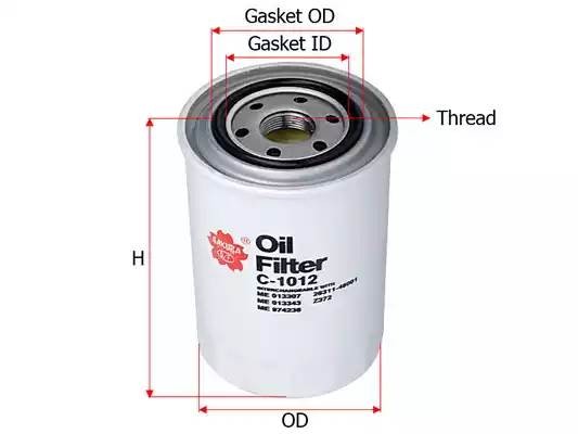 Фильтр масляный HYUNDAI HD65,72,78,County дв.D4AL/DB/DD SAKURA C1012 SAKURA