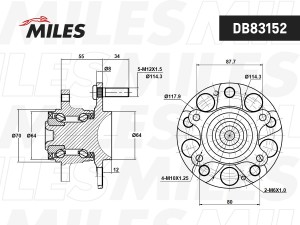Ступица колеса задняя с подшипником HONDA CIVIC VIII 05-11 (GSP 9400116) DB83152 DB83152 MILES