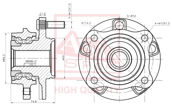 Ступица MITSUBISHI 3000 GT (91-) колеса переднего ASVA MTWH-CT9AF ASVA
