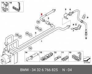 трубопровод тормозной !M10/M10-1206mm \BMW 3' E46, 5' E60/E61 34 32 6 766 825 BMW