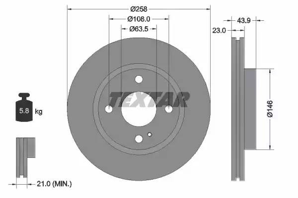 92176005 диск тормозной передний!\ Ford Fiesta 1.25-1.8TDCi 08> 92176005 TEXTAR