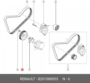 шкив насоса ГУРа!\ Renault Trafic II Phase 09> 8201088953 RENAULT