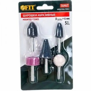 Набор шарошек по металлу для дрели и гравера (хвостовик 6мм) абразивных 6шт. FIT 36467 FIT