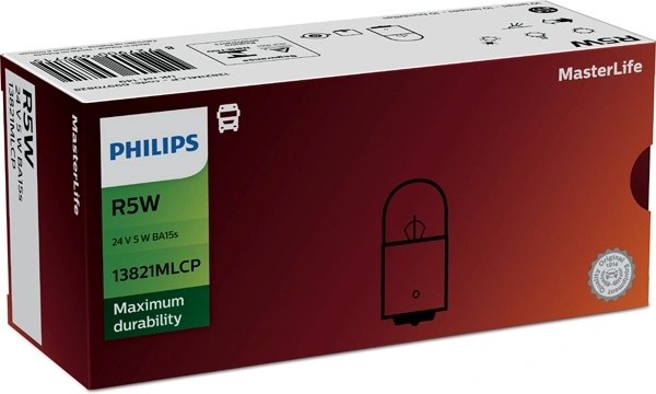 Лампа 24V R5W BA15s Master Life PHILIPS 13821MLCP PHILIPS