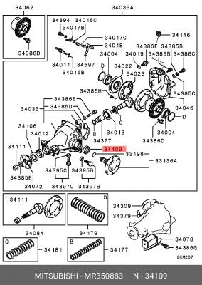 САЛЬНИК,БОКОВ.ПОДШИПНИКА ЗАД.ДИФФЕР. MR350883 MR350883 MITSUBISHI