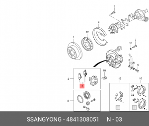 Колодки тормозные SSANGYONG Rexton (02-) задние (4шт.) OE 4841308051 SSANG YONG