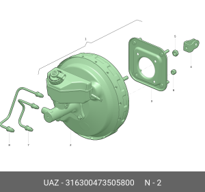 Усилитель вакуумный УАЗ-3163 Патриот с ГТЦ (18-.) под ESP (ОАО УАЗ) 316300473505800 UAZ UAZ