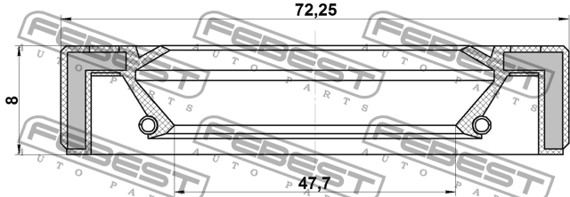 Сальник привода MITSUBISHI OUTLANDER CU# 2002-2006 (49X72X8) 95GAS-49720808X 95GAS-49720808X FEBEST