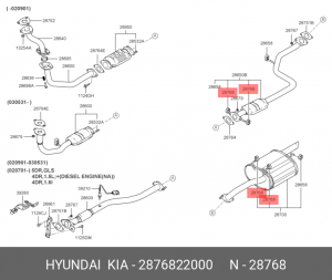 Крепеж HYUNDAI Accent,Elantra,Getz,Matrix глушителя OE 28768-22000 HYUNDAI KIA