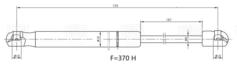 Упор газовый (амортизатор) Лада Largus (12-)/Renault Logan MCV (07-) (крышки баг GS0907 TRIALLI