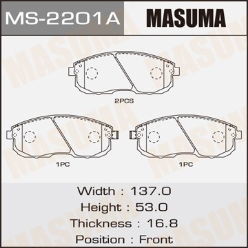 колодки дисковые передние!\ Nissan Tiida 1.6/1.8/1.5DCi 09.07> MS2201 MASUMA