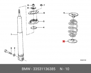 Проставка пружины BMW 3 (98-05) подвески задней нижняя OE 33 53 1 136 385 BMW