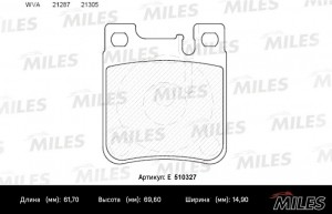 Колодки тормозные задние (Смесь CERAMIC серия PRO) MERCEDES W202/203 AMG/210/140 E510327 MILES